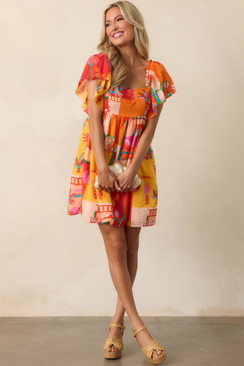 TROPICAL PAINTING MINI DRESS