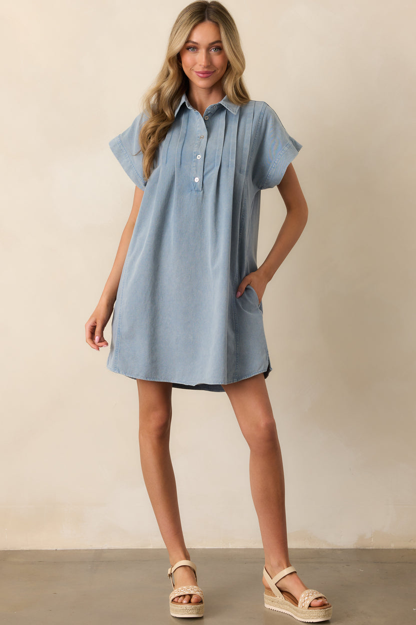 Short Sleeve Denim Mini Dress