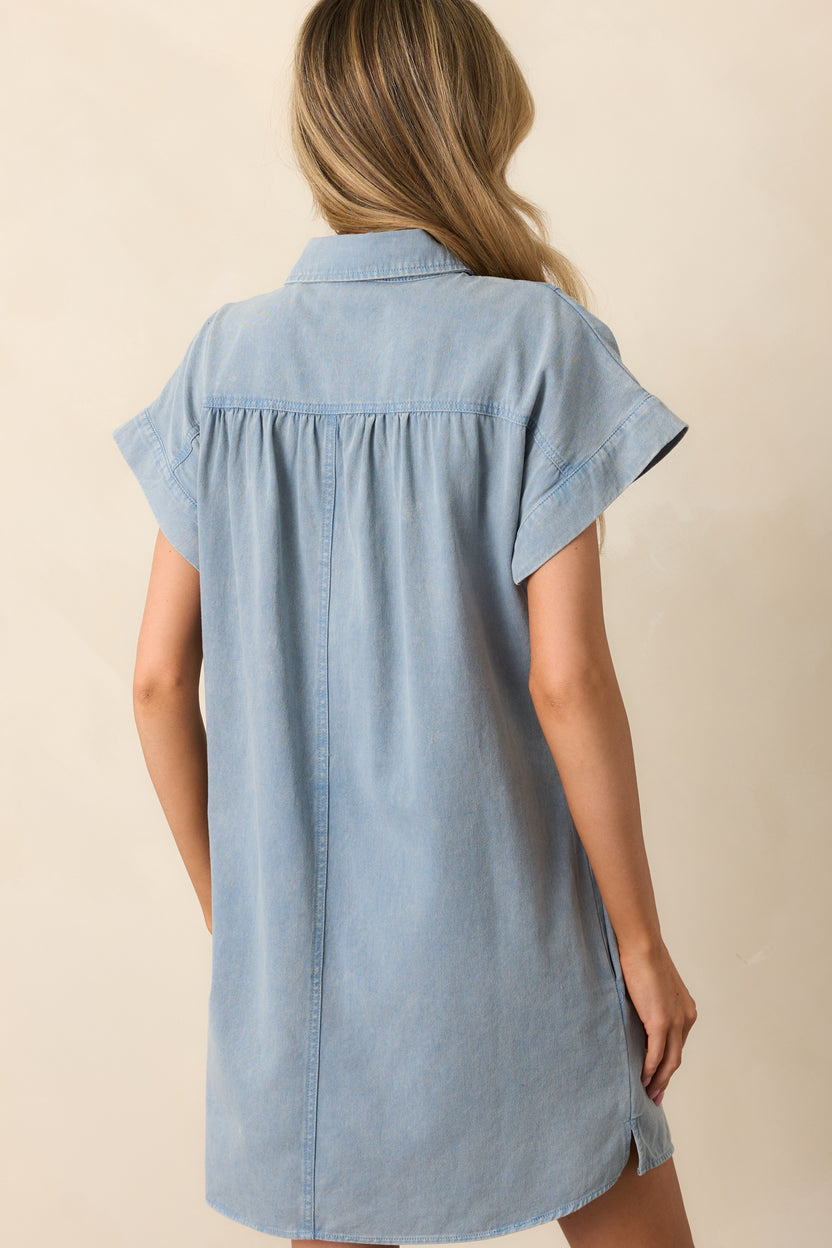 Short Sleeve Denim Mini Dress
