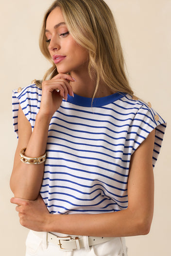 Eastport Striped Rollneck in Bel Air Blue