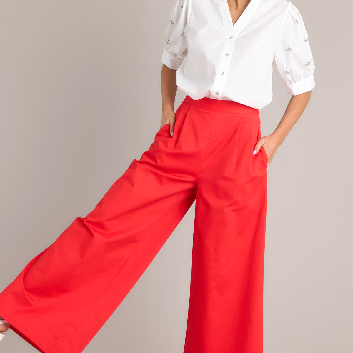 red dress pants for women Cherry Red Wide Leg Pants - All Pants