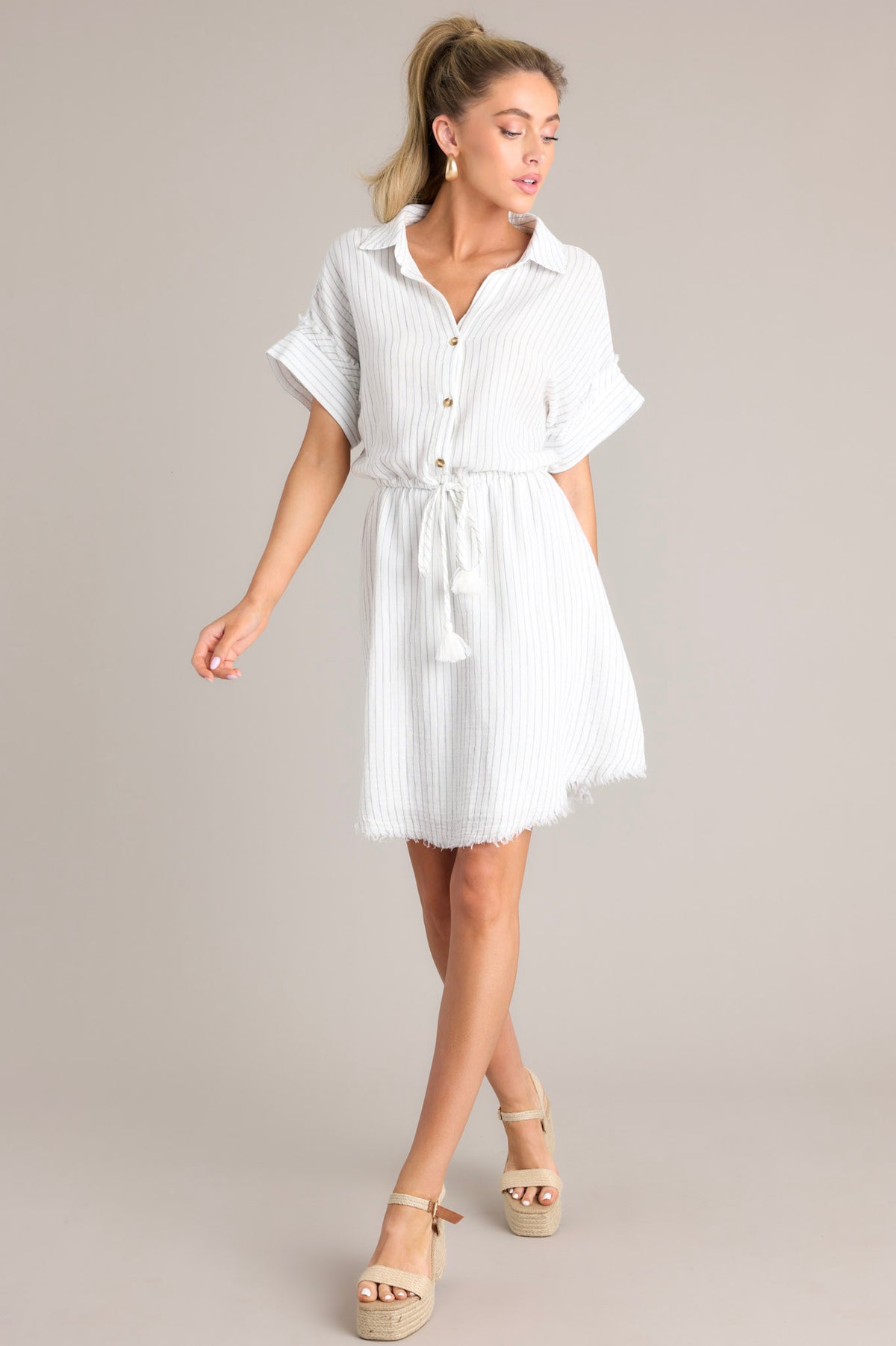 Striped Mini Dress w/ Collar