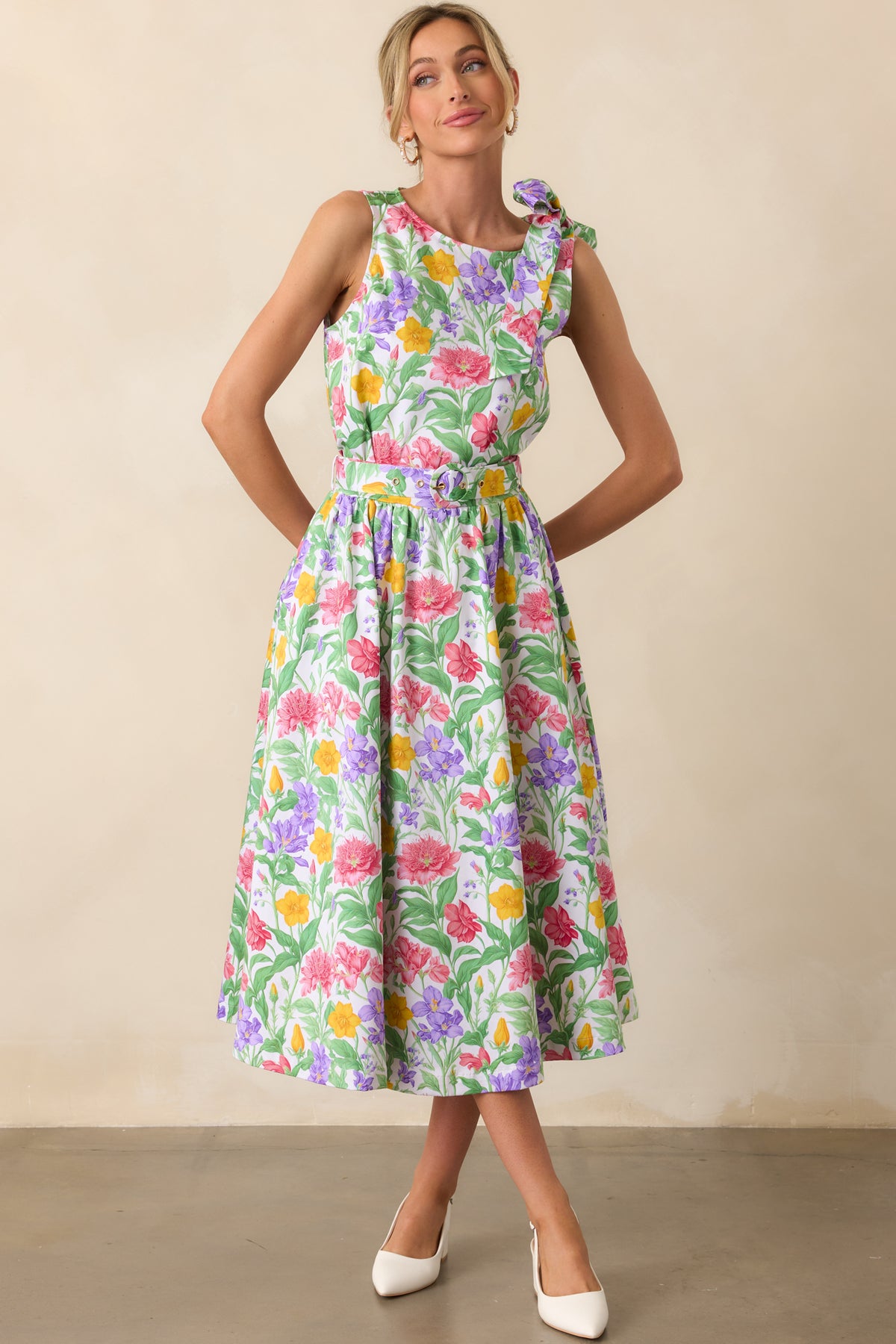 The Garden Party Tie Midi Dress-Yellow main image 0