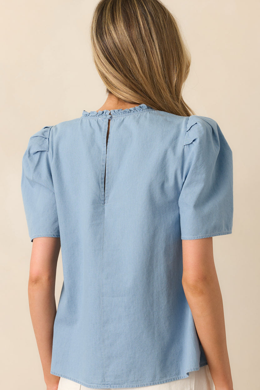 Light Chambray Sun Print Top