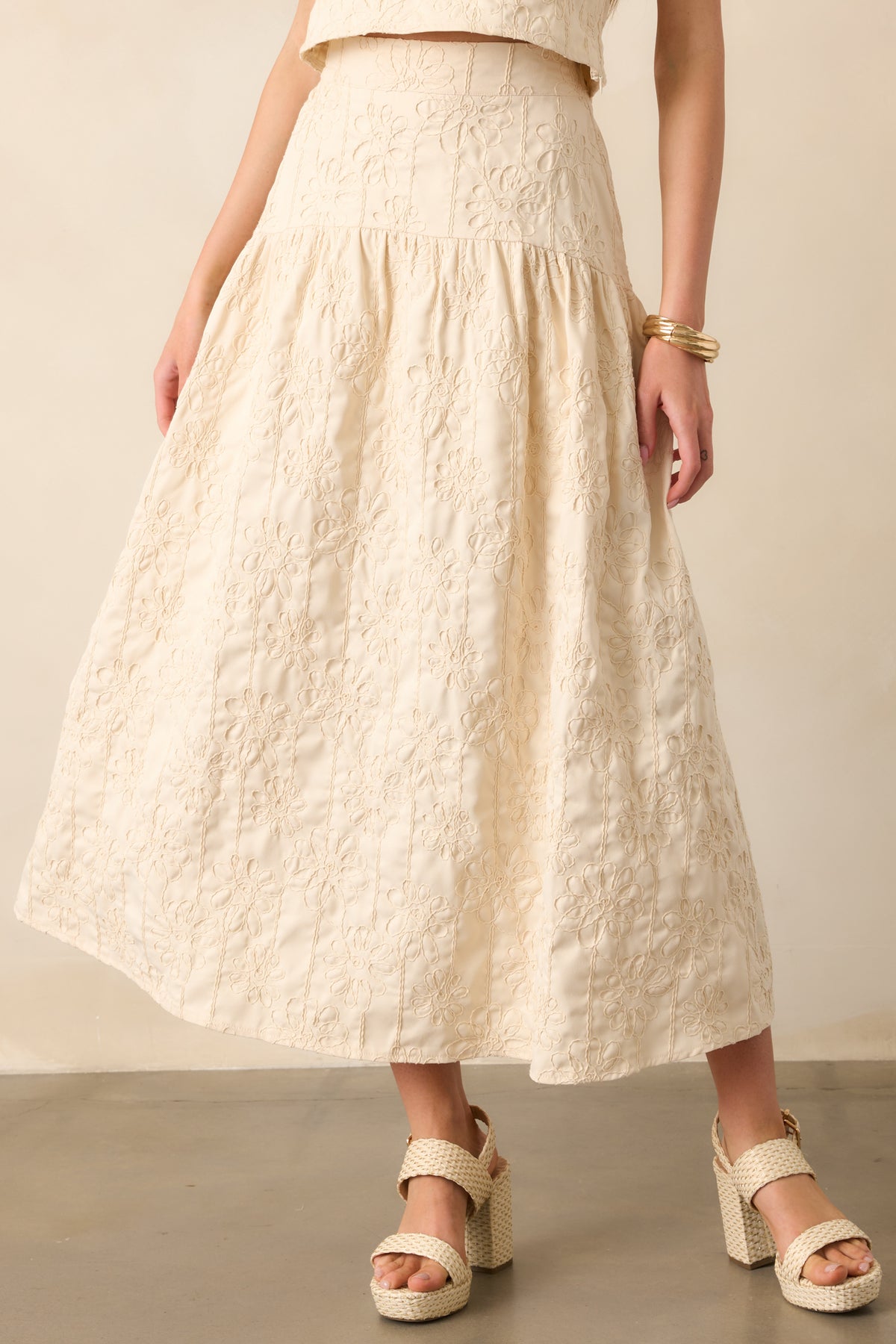 Beige Floral Skirt main image 0