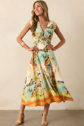 MINKPINK Vacanza Midi Dress In Yellow Green | Red Dress