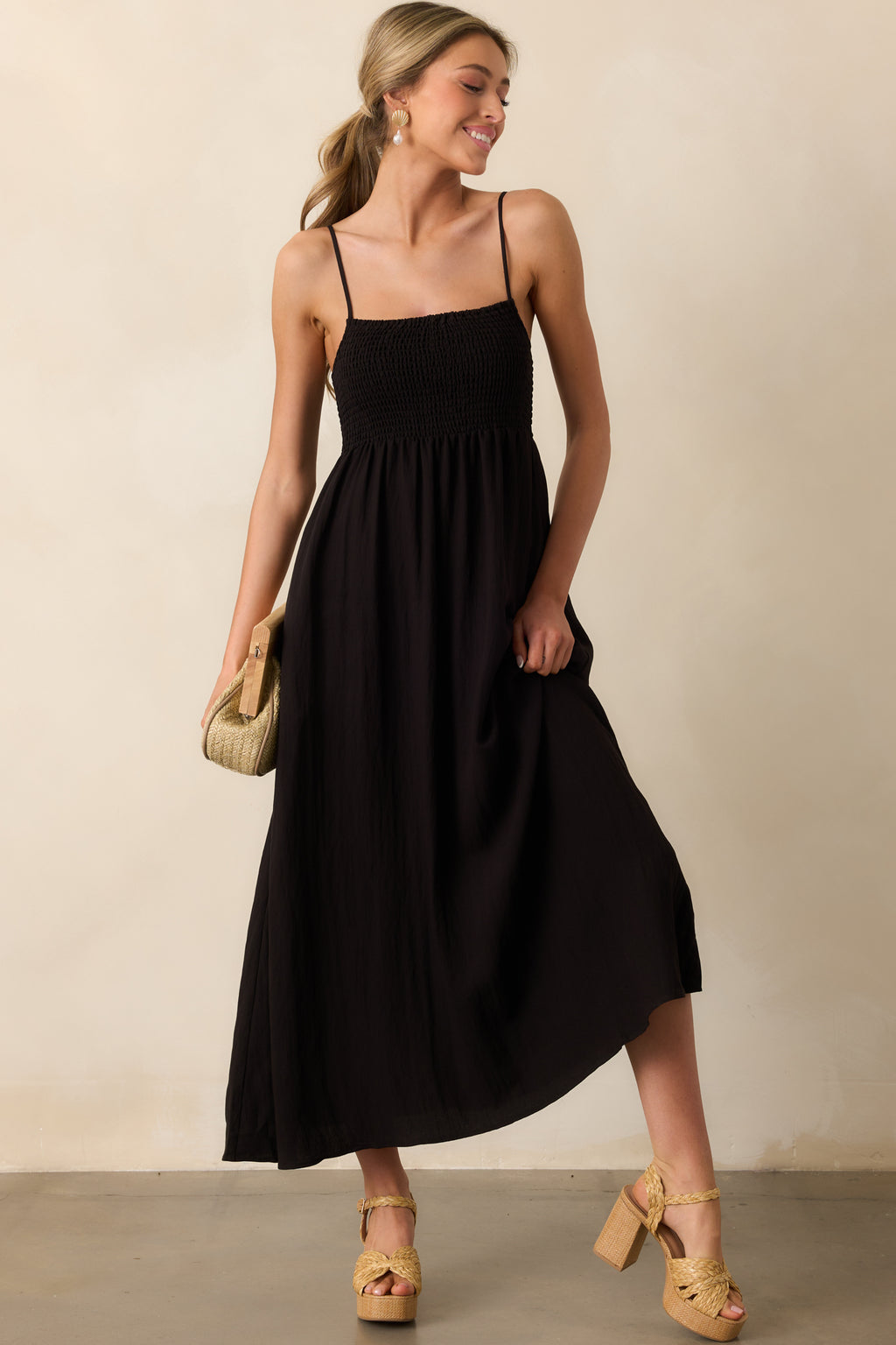 Z Supply Beachside Midi Dress In Black