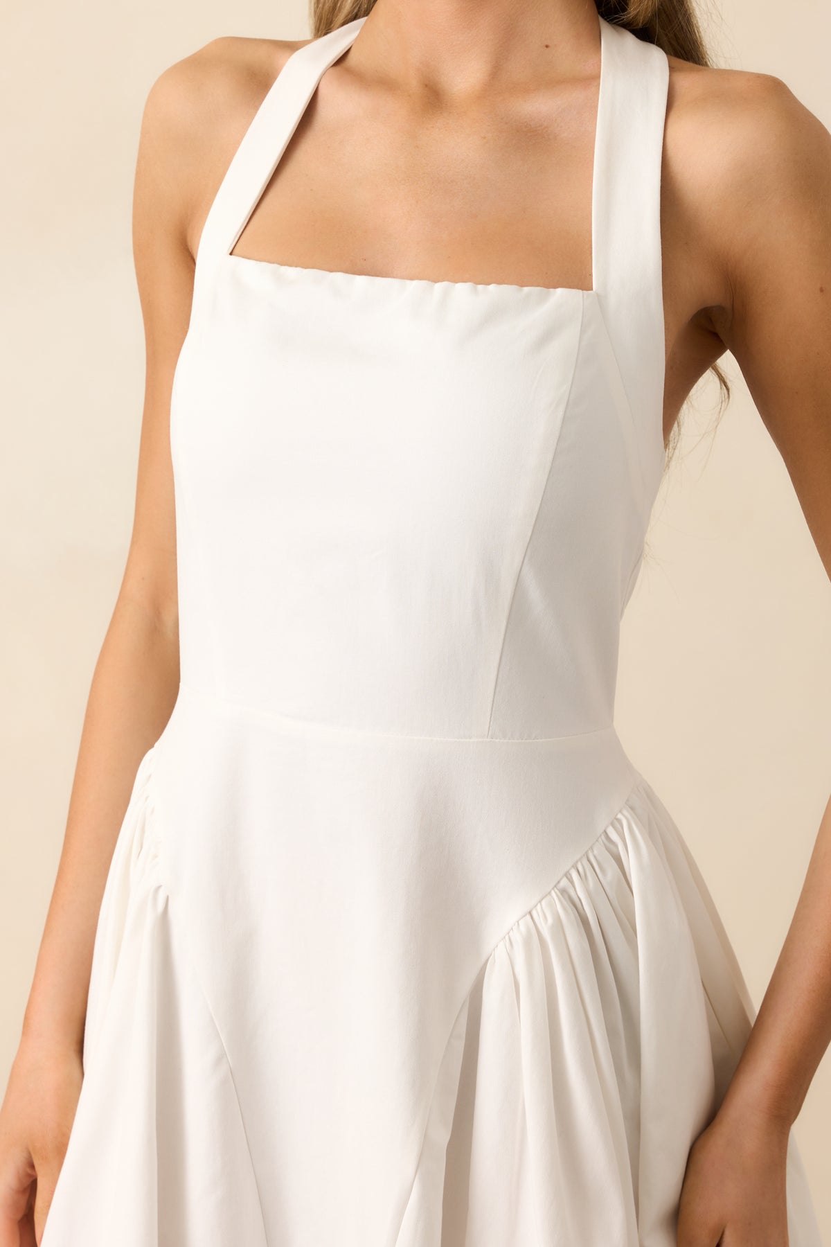 White Cotton Drop Waist Maxi Dress