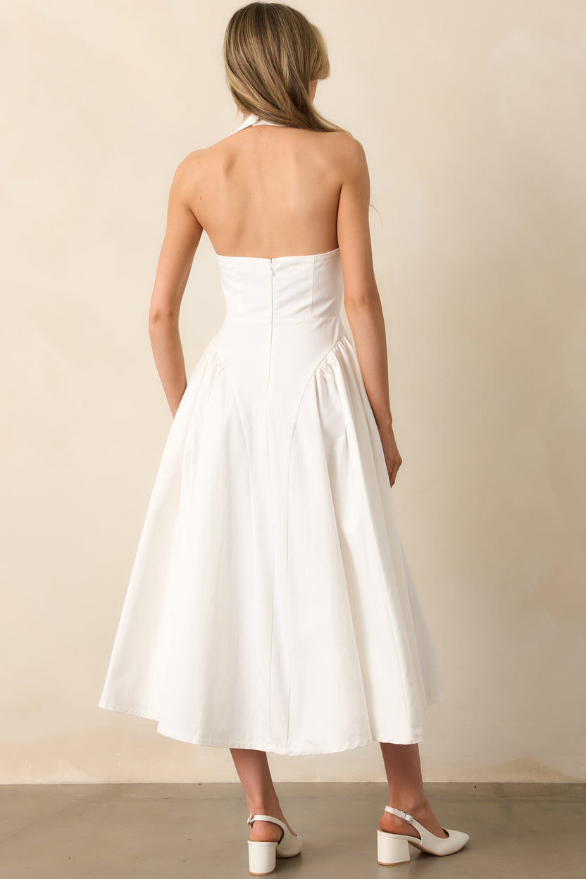 White Cotton Drop Waist Maxi Dress