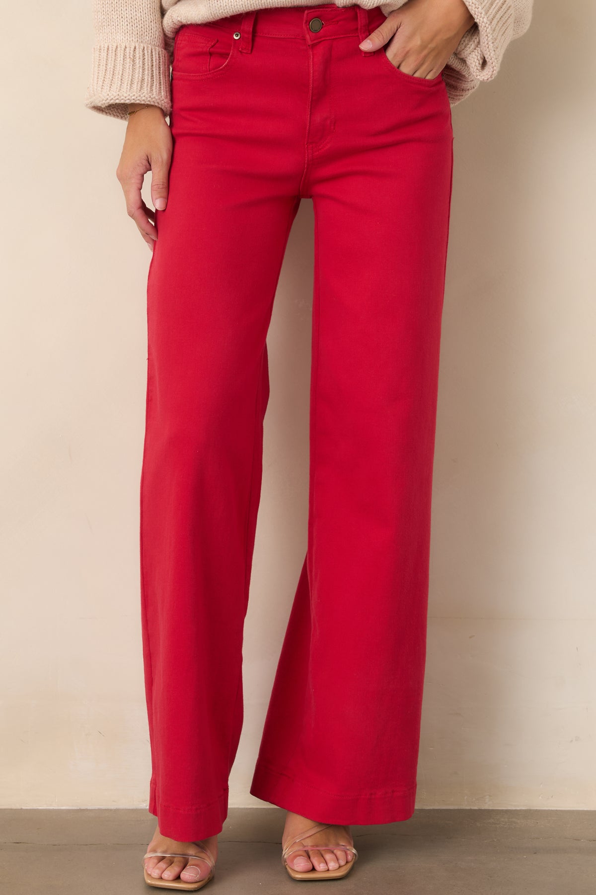 Ready to Be Seen Red High-Rise Wide Leg Jeans