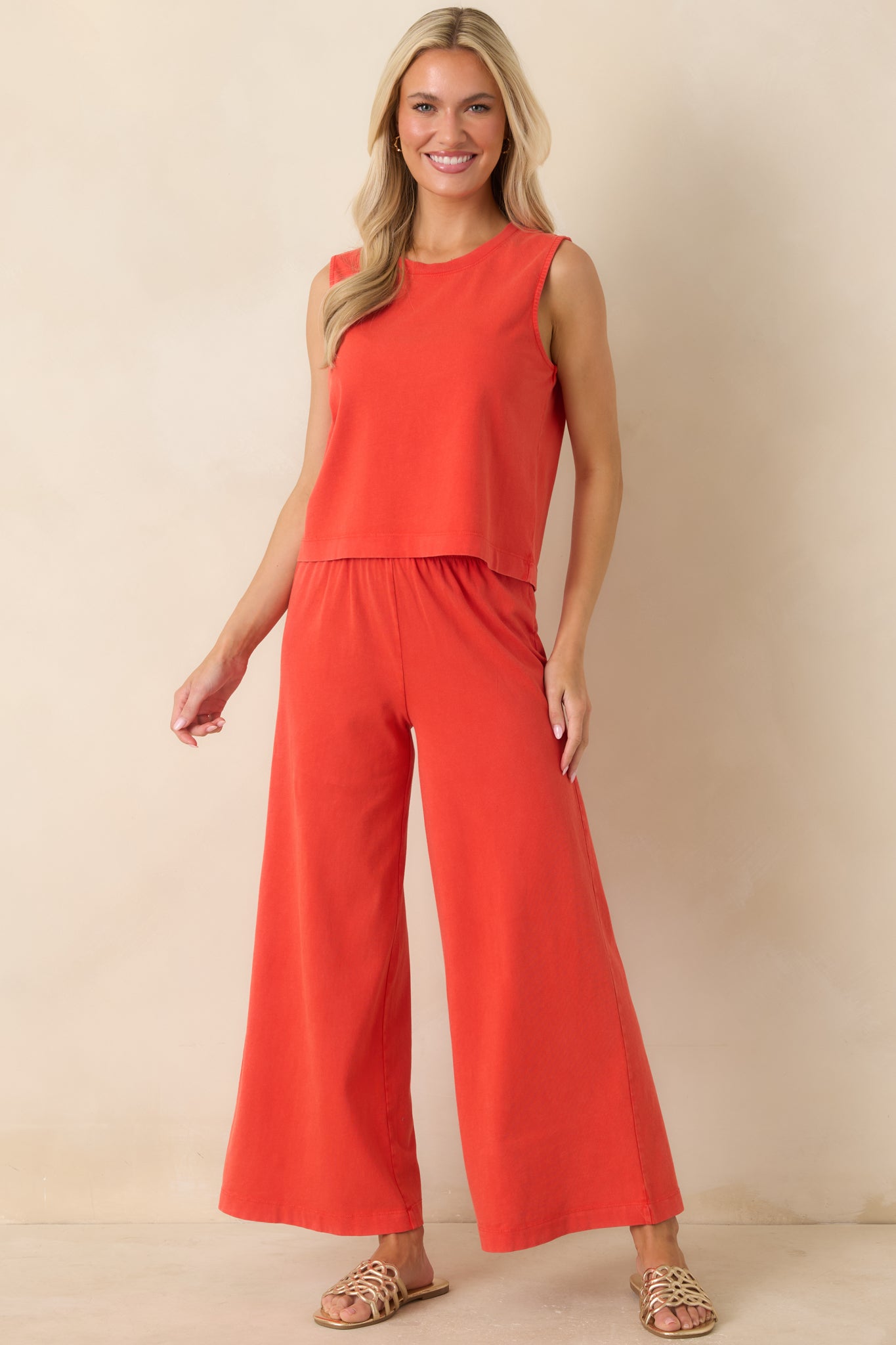 Z Supply Scout Poppy Red Cotton Jersey Pants | Red Dress