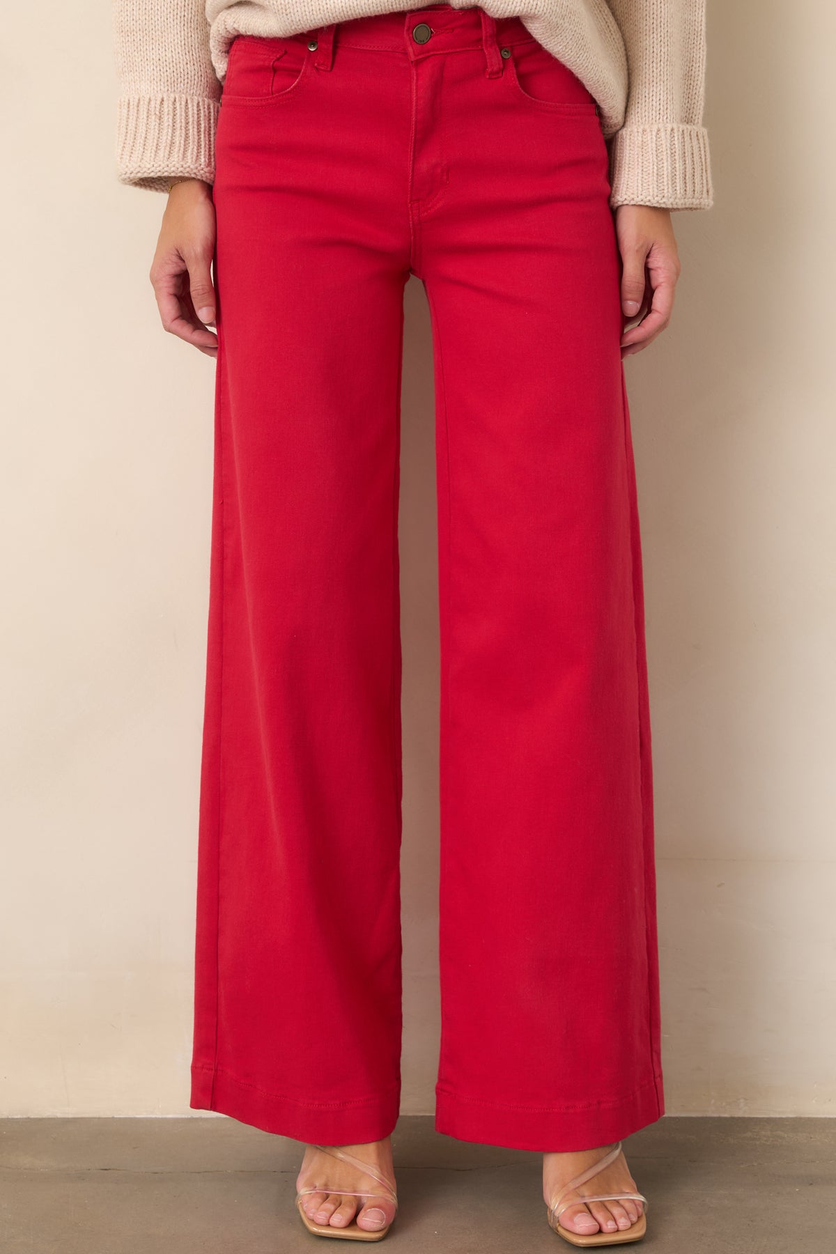 Ready to Be Seen Red High-Rise Wide Leg Jeans