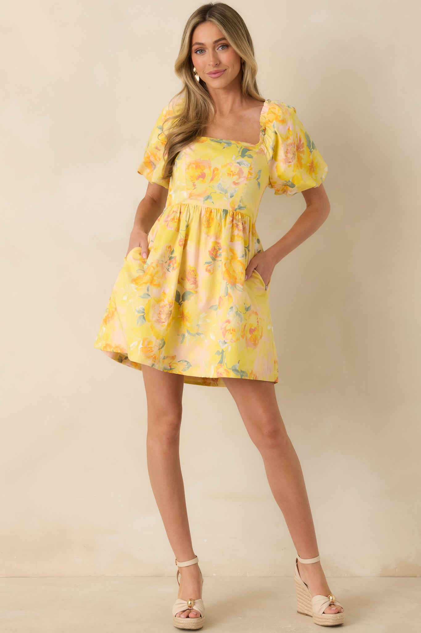Women's Eloise Butter Yellow Multi Floral Cotton Mini Dress | Size: S Women's Eloise Butter Yellow Multi Floral Cotton Mini Dress | Size: S