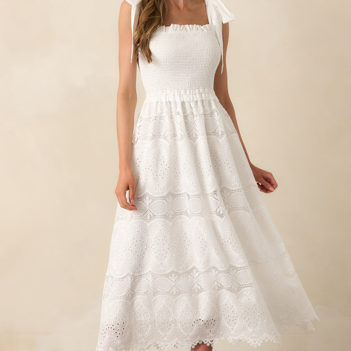 Forever And A Day White Cotton Embroidered Eyelet Maxi Dress