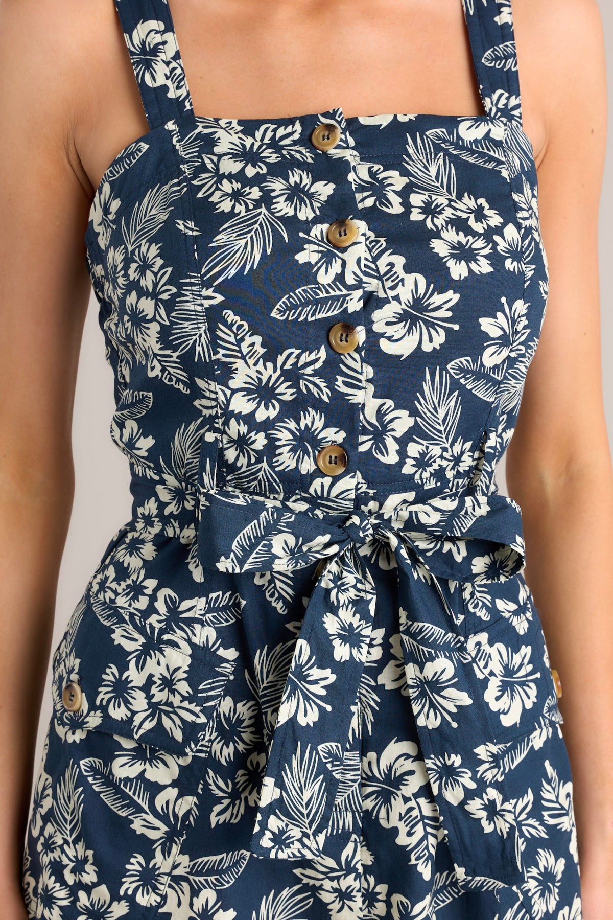 Tropical Print Sleeveless Midi Dress