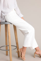 Into The Clouds White Cropped Wide Leg Jeans