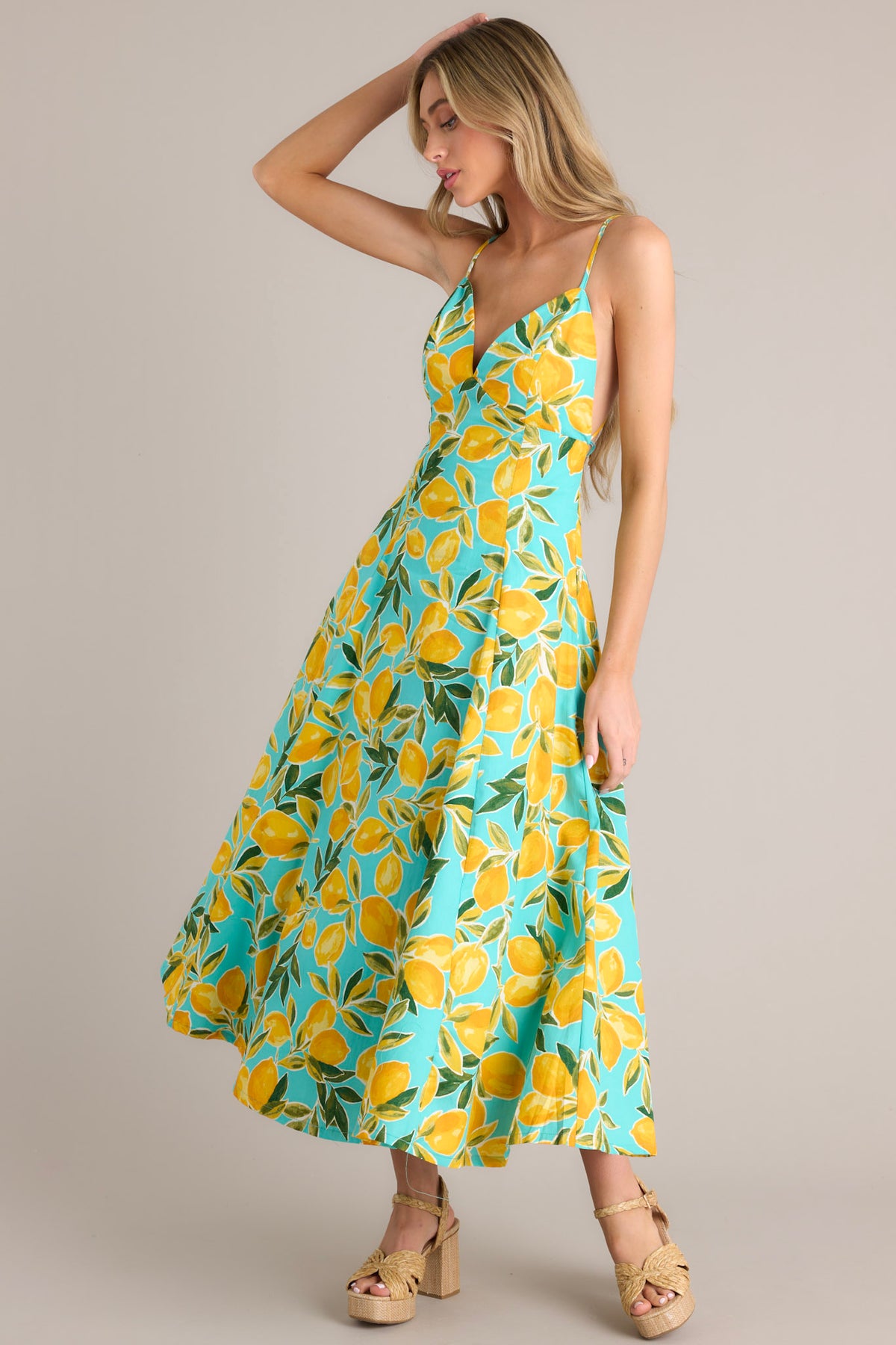 Cream Turquoise & Lemon Dress main image 0