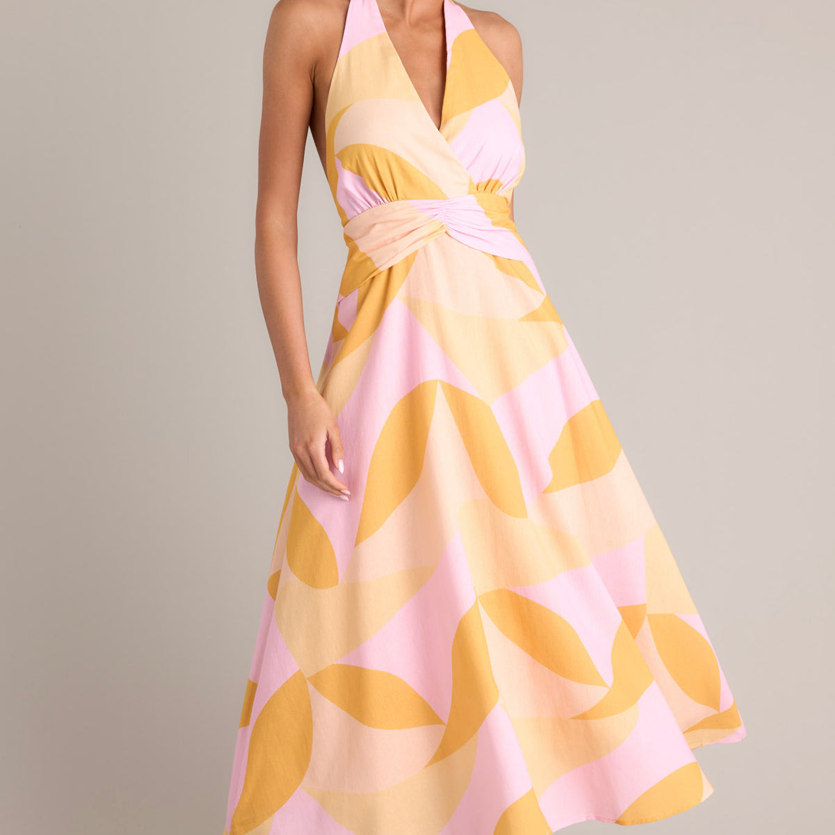 Light Pink & Orange Halter Maxi Dress - All Dresses | Red Dress Light Pink & Orange Halter Maxi Dress - All Dresses | Red Dress