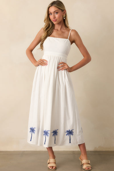 MINKPINK Isadora Embroidered Midi Dress In White | Red Dress