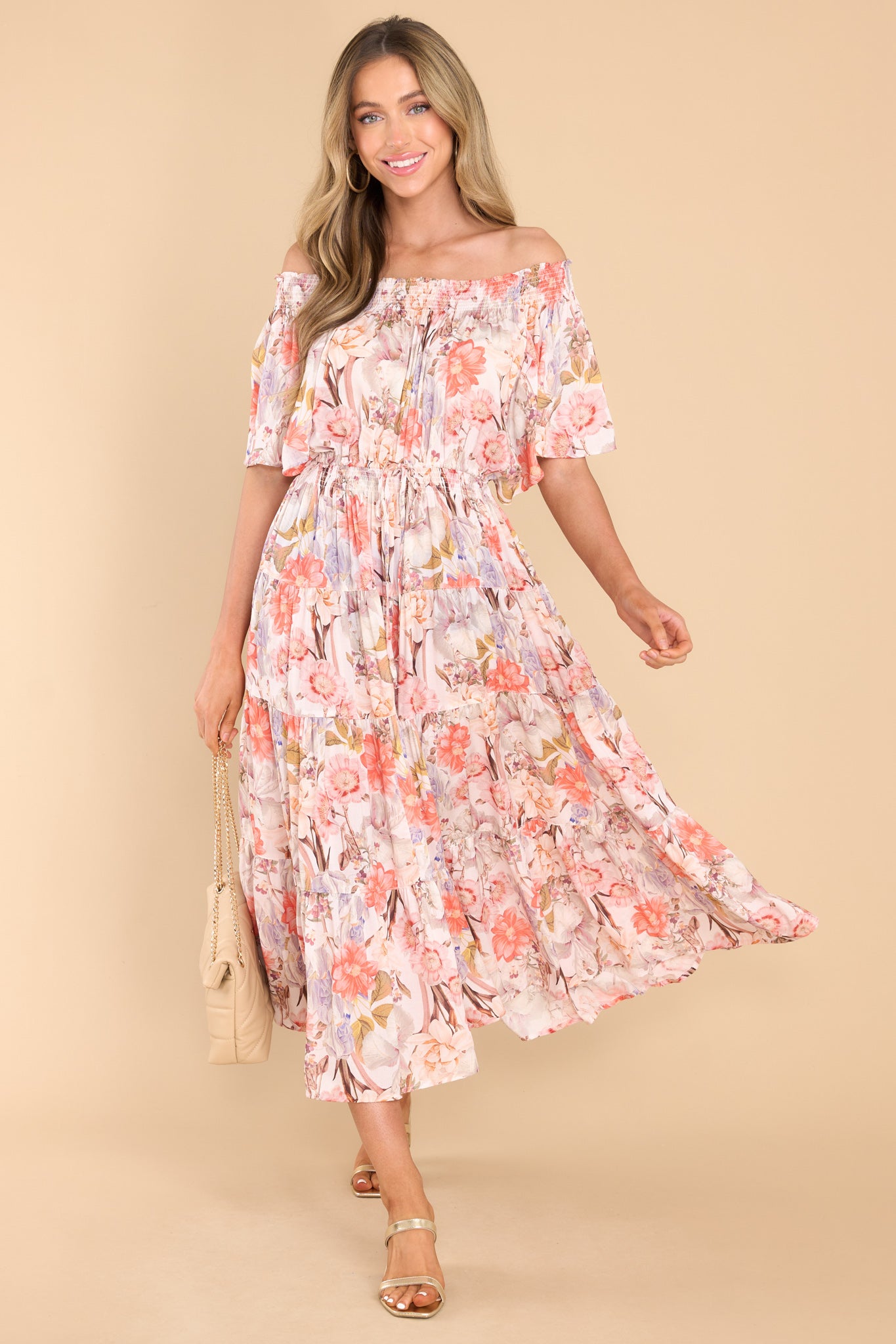 10 Will It To Be Taupe Multi Floral Print Maxi Dress at reddress.com
