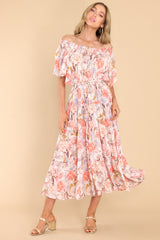 7 Will It To Be Taupe Multi Floral Print Maxi Dress at reddress.com
