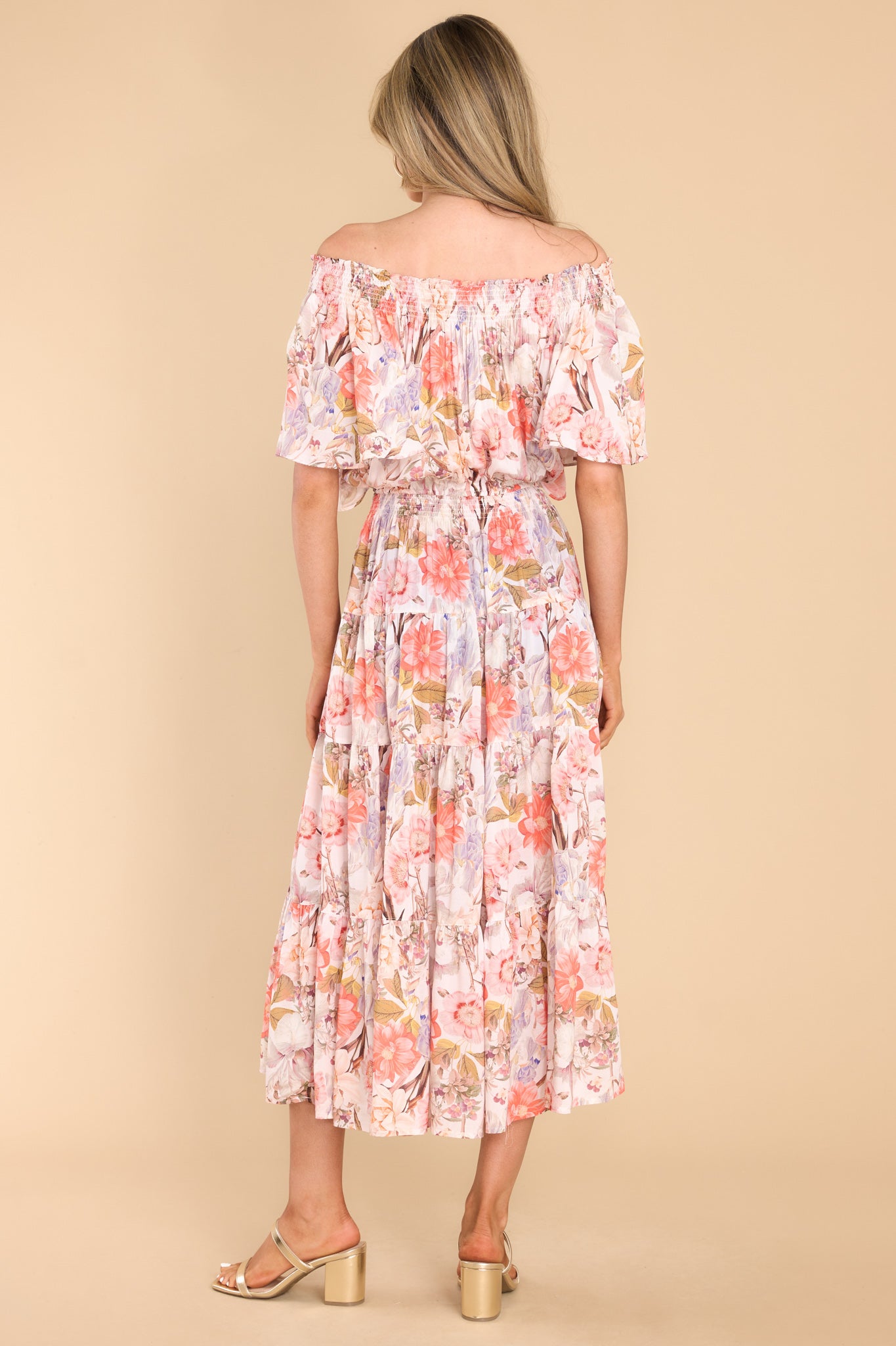11 Will It To Be Taupe Multi Floral Print Maxi Dress at reddress.com