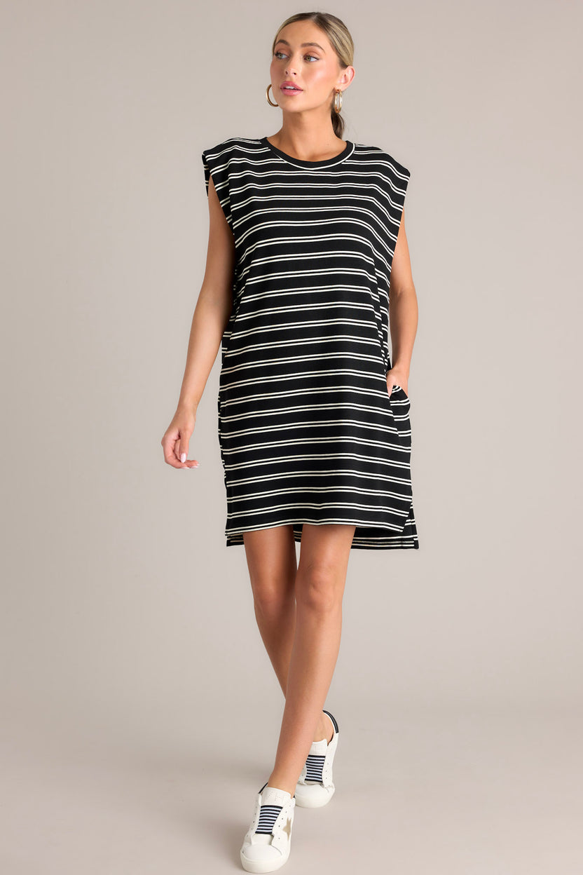 Chic Striped Cap Sleeve Mini Dress for Women