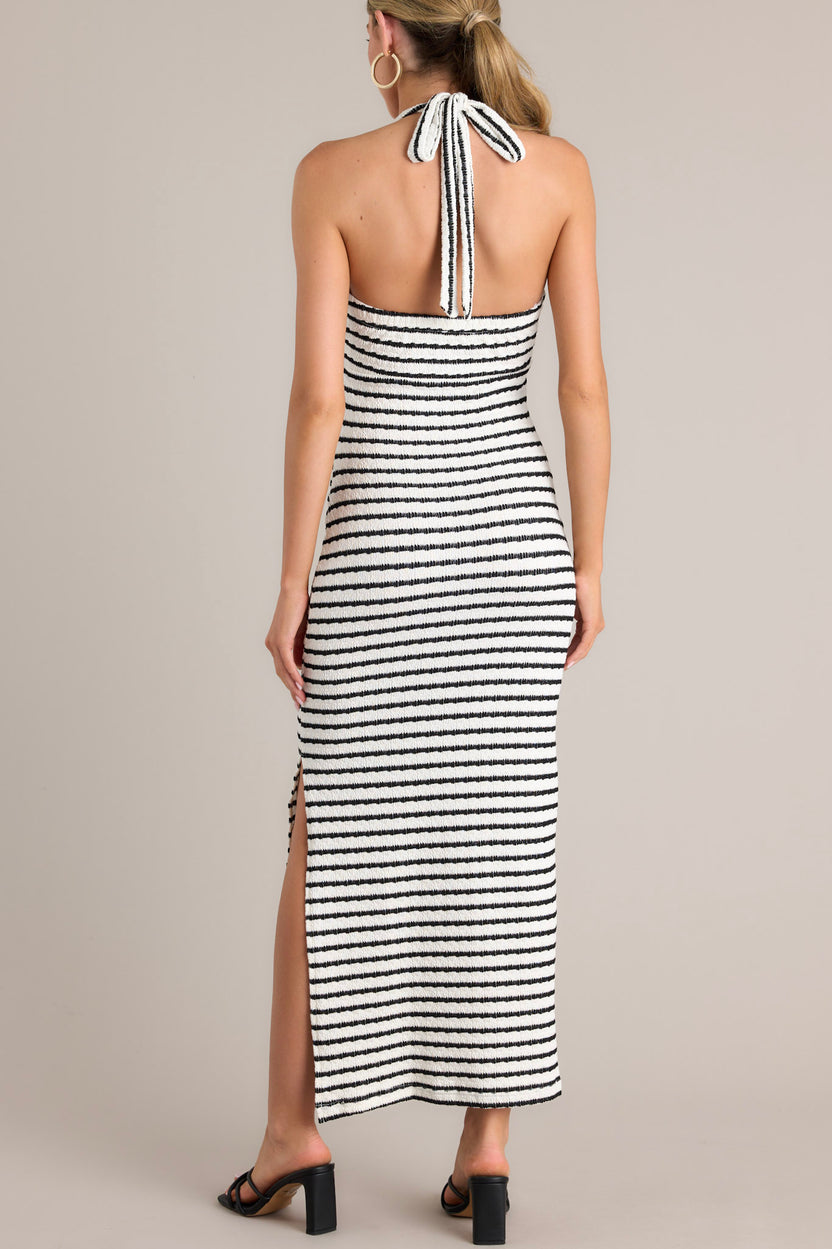 Halter Maxi Dress with Contrasting Ruched Paneling - Black/Brown main image 1