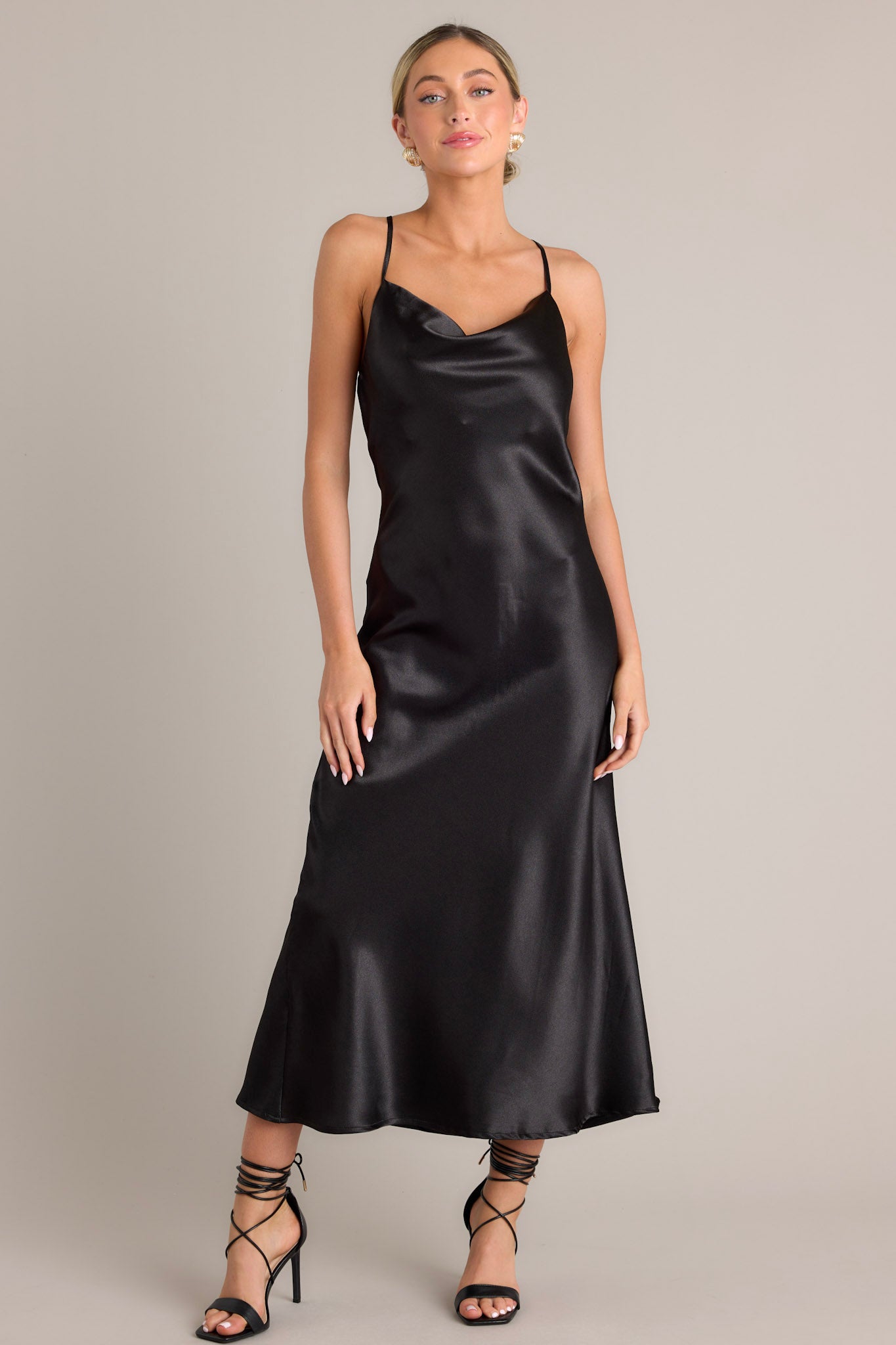 Black Cowl Neck Adjustable Strap Maxi Dress - All Dresses | Red Dress Black Cowl Neck Adjustable Strap Maxi Dress - All Dresses | Red Dress