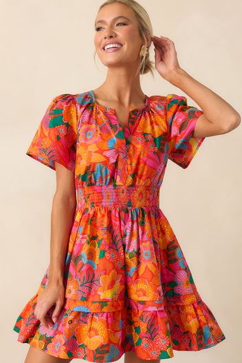 Florence Mousseline Short Dress - Orange