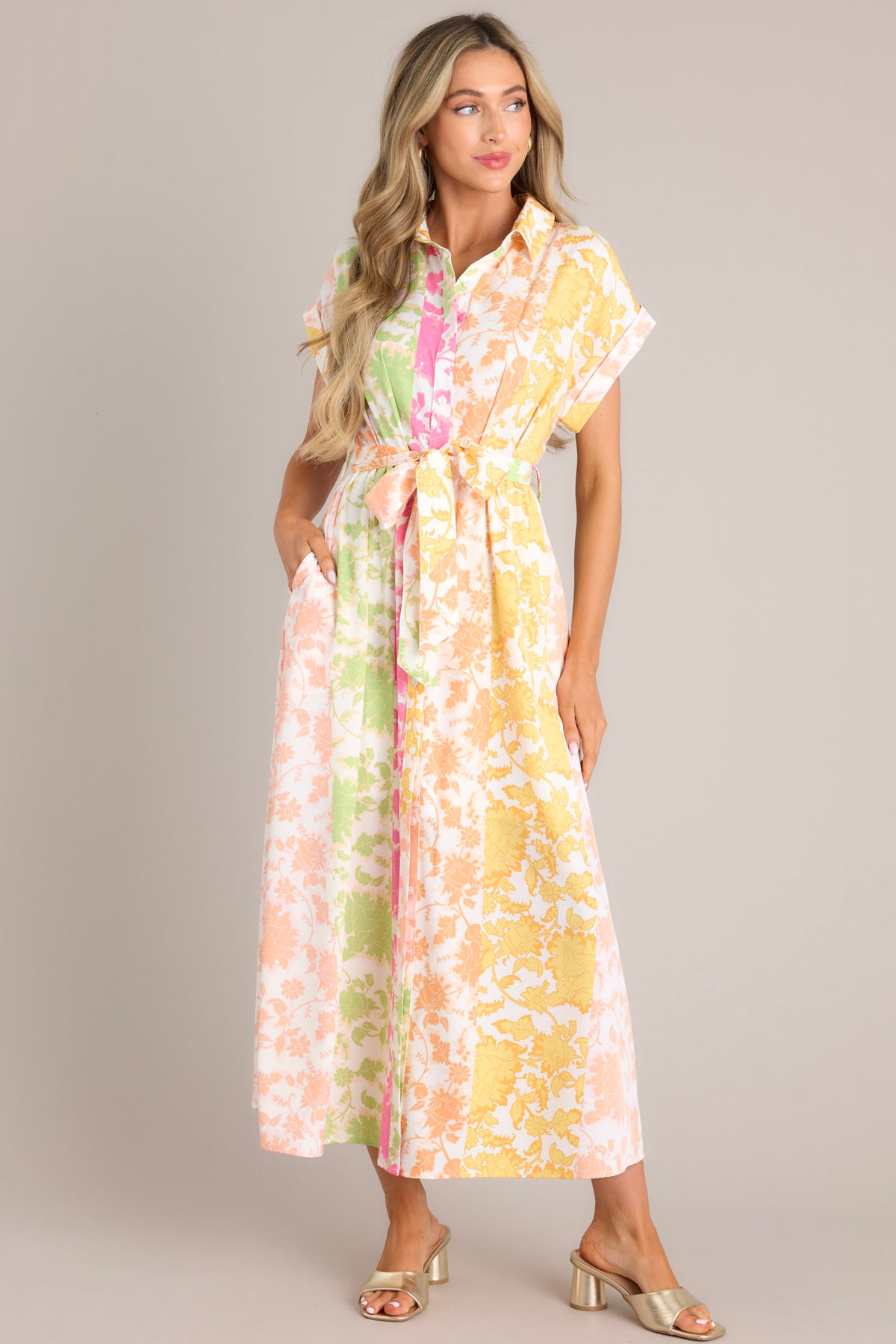 Classic Garden Floral Button Front Dress