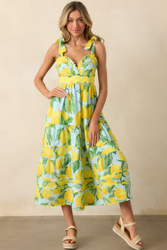Polina Skirt in Navy Lemon Print Cotton