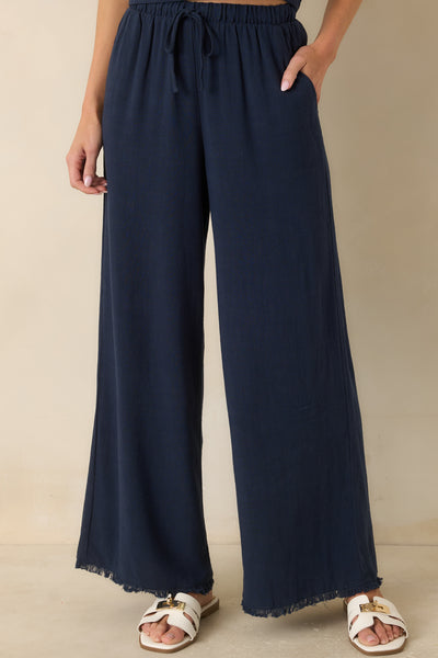 Z Supply Soren Navy Blue Linen Pants | Red Dress