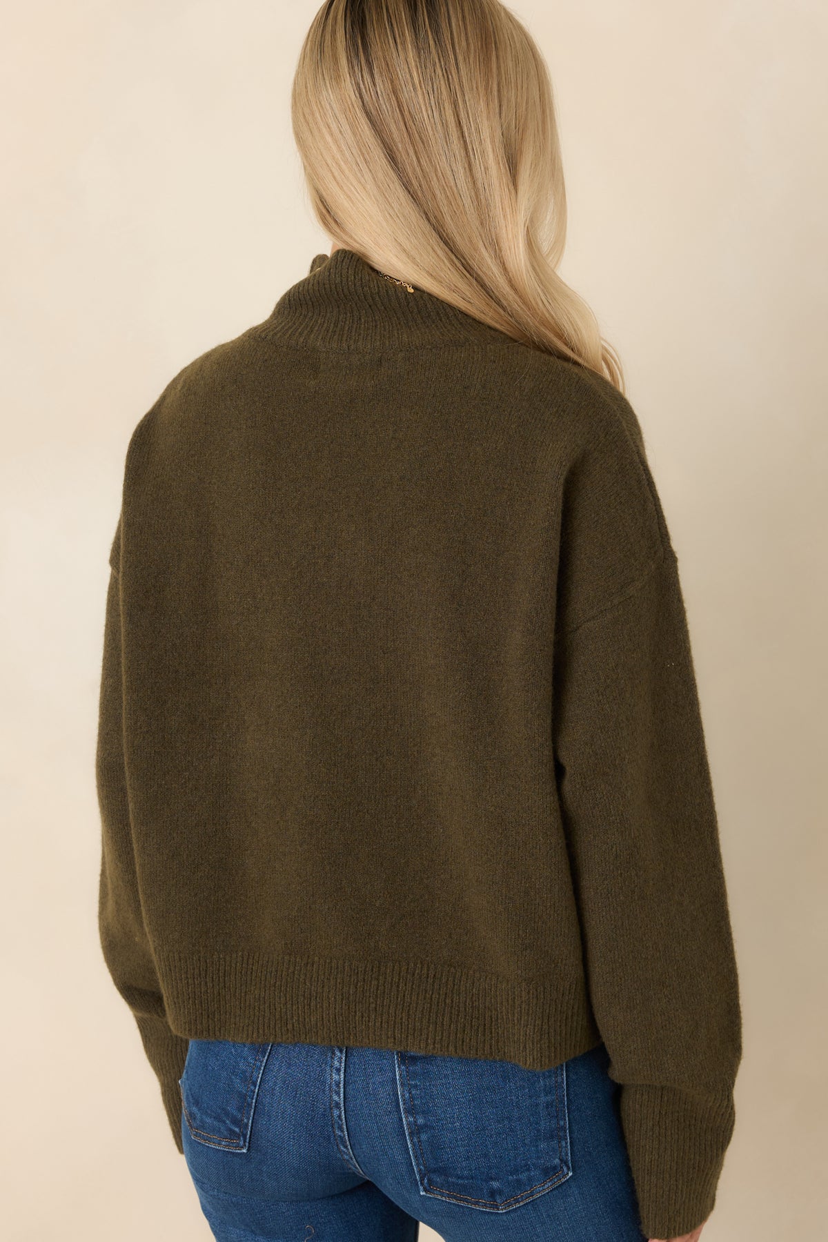 The Day Can Wait Olive Green Mock Neck Knit Sweater