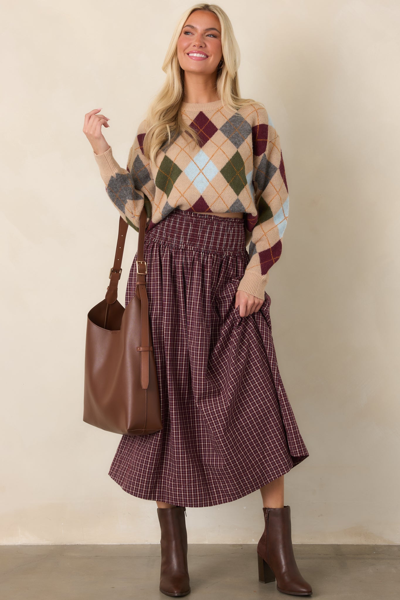 Good Thinking Camel Multi Argyle Sweater