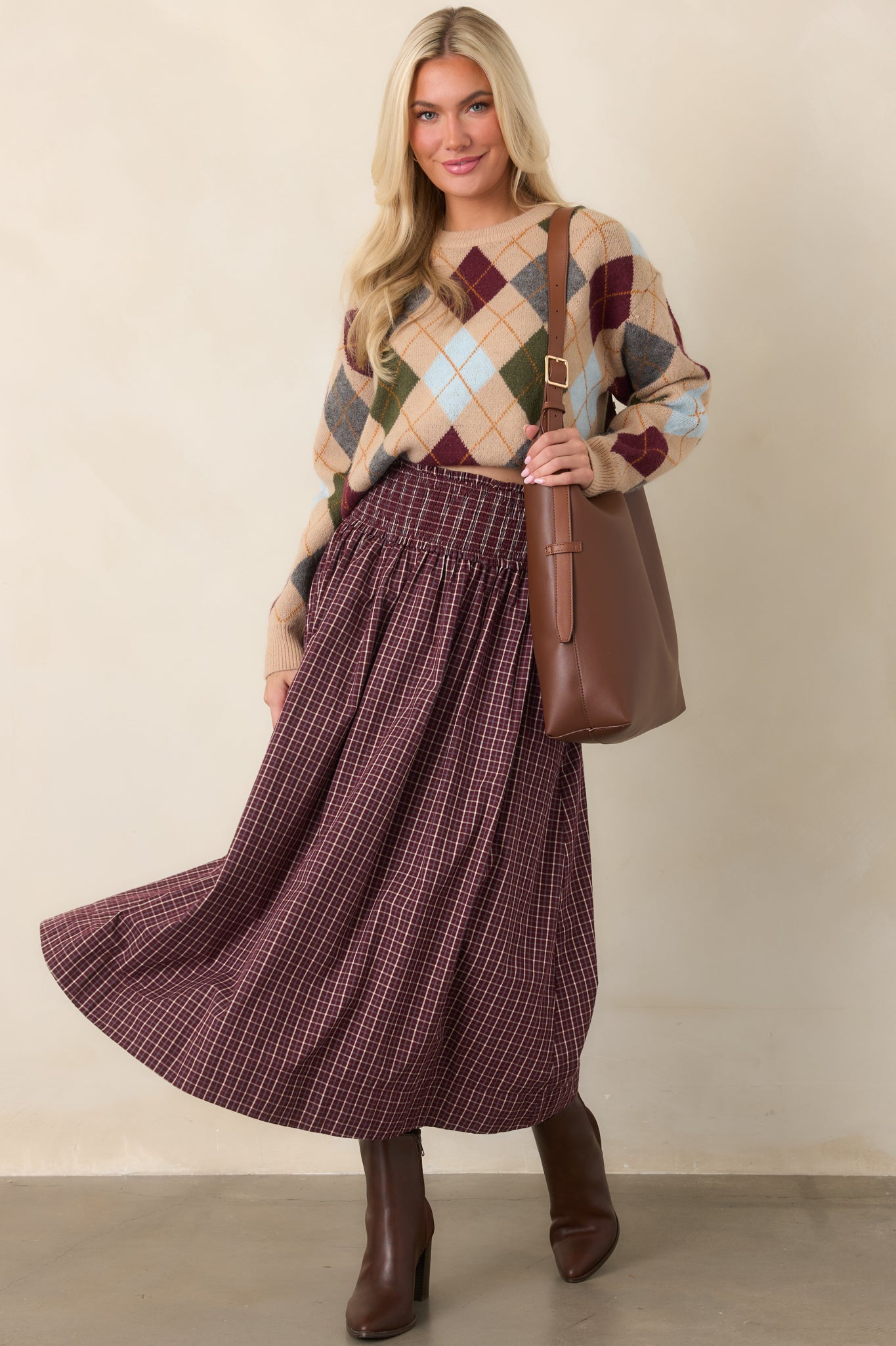 Good Thinking Camel Multi Argyle Sweater