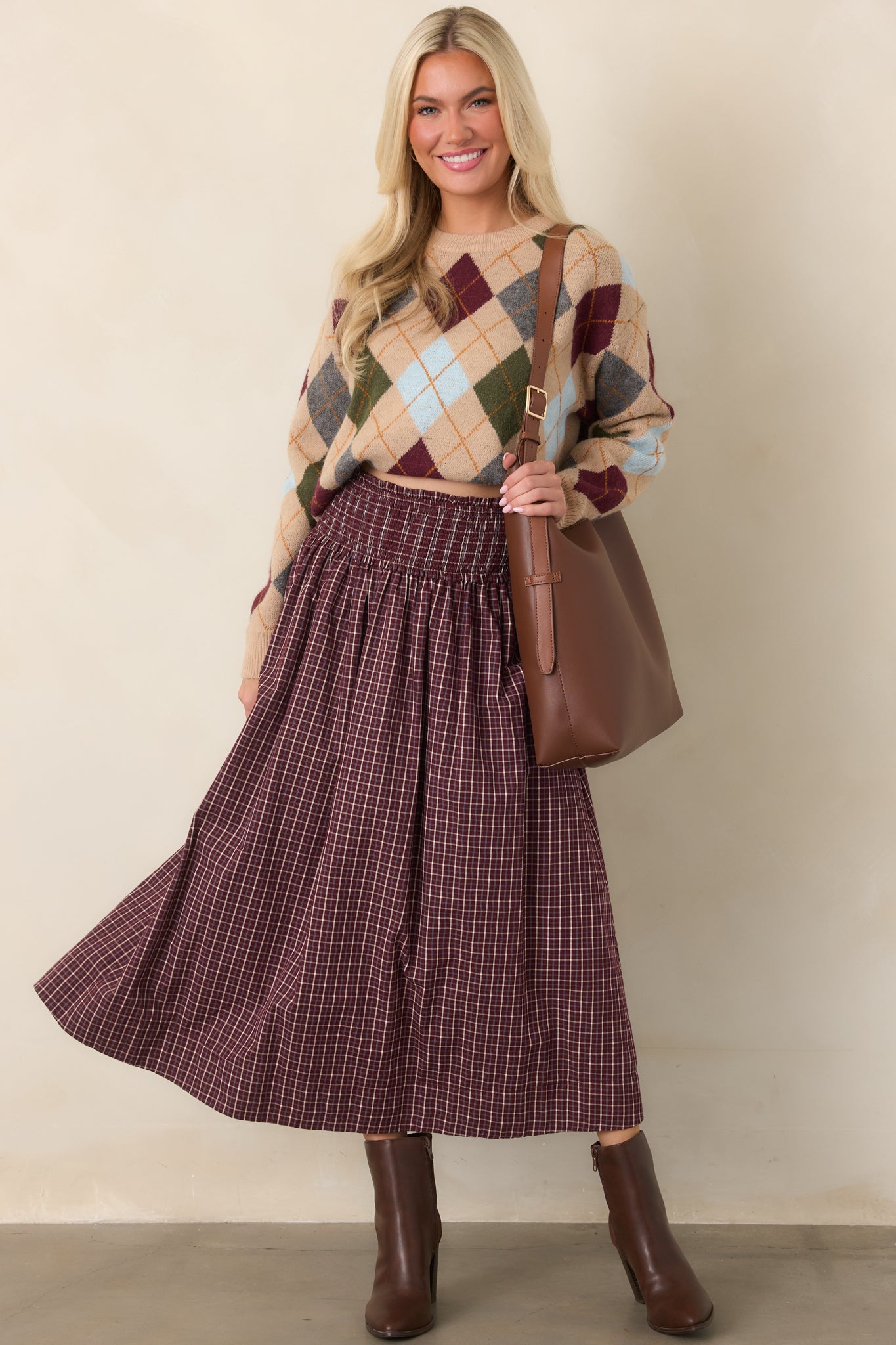 Good Thinking Camel Multi Argyle Sweater