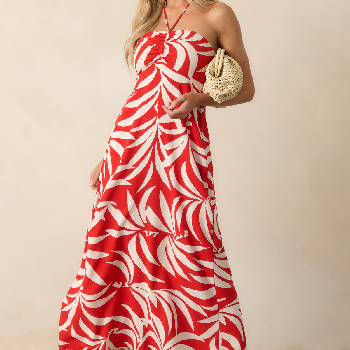 Z Supply Elodi Palm Floral Midi Dress In Red