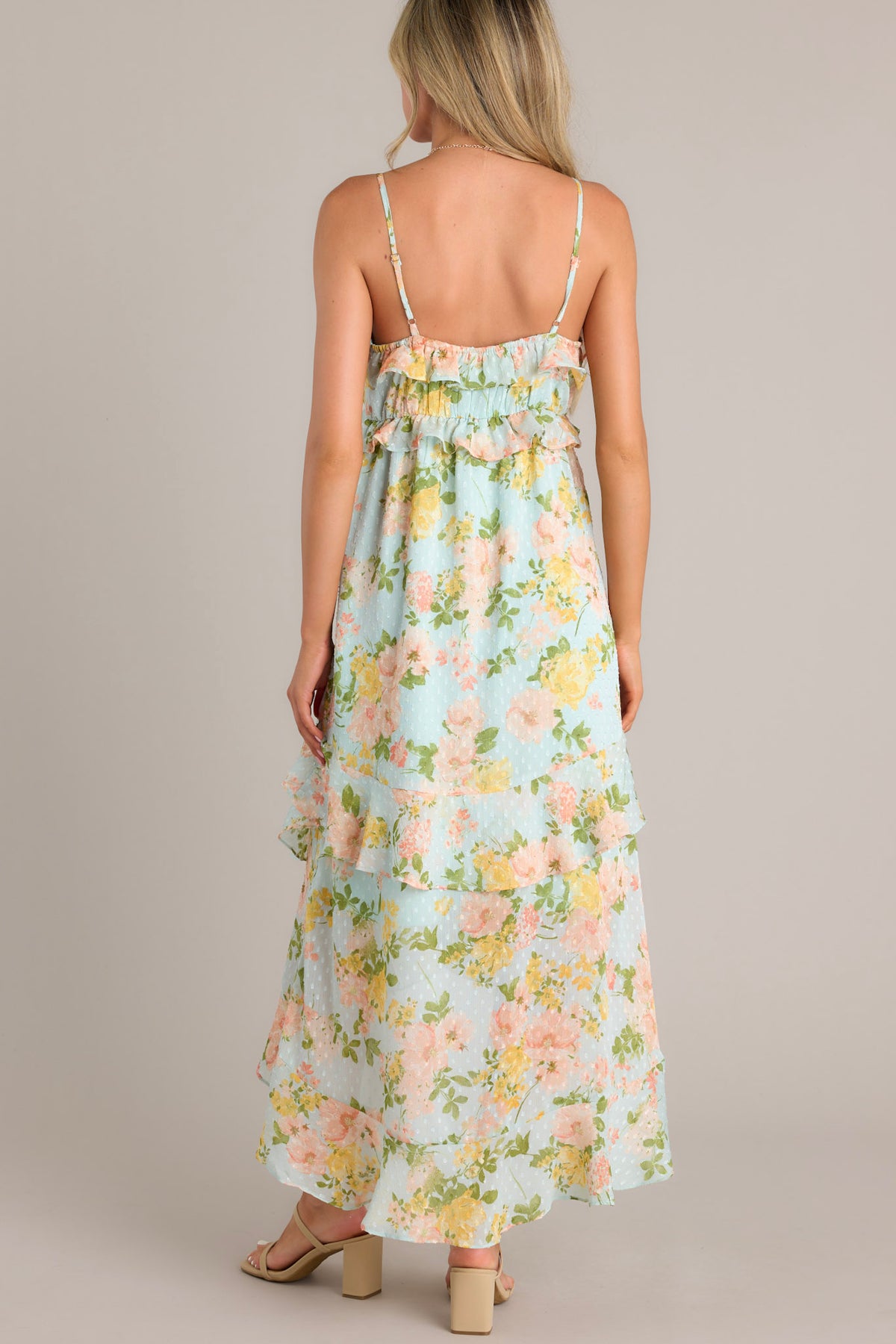 Lilla Tiered Midi Dress | Off-White + Blue Floral