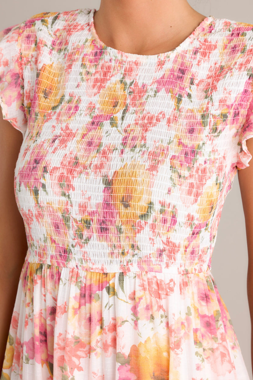 *Exclusive* Floral Smocked Dress, Pink Floral main image 0
