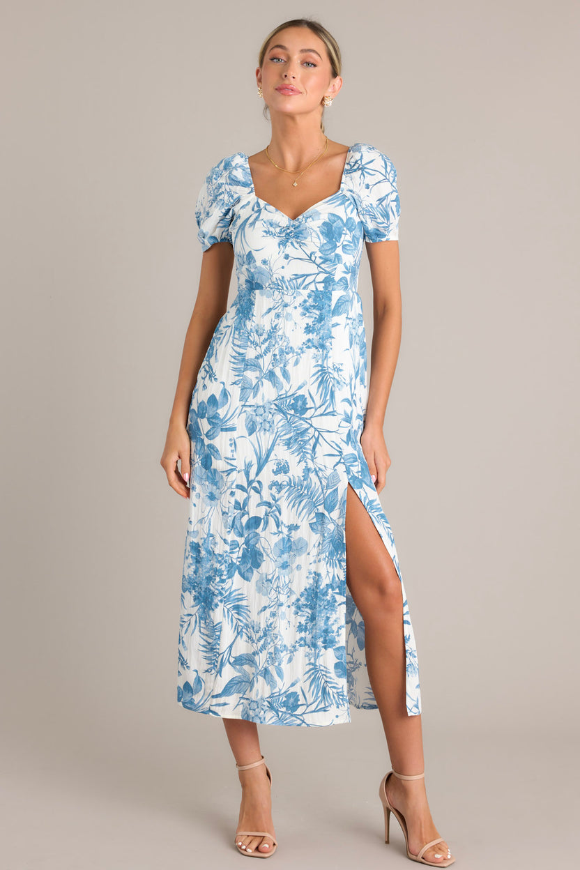 Red And Blue Stars Printed Elegant Vintage Chic Short Sleeve Midi Dress main image 0