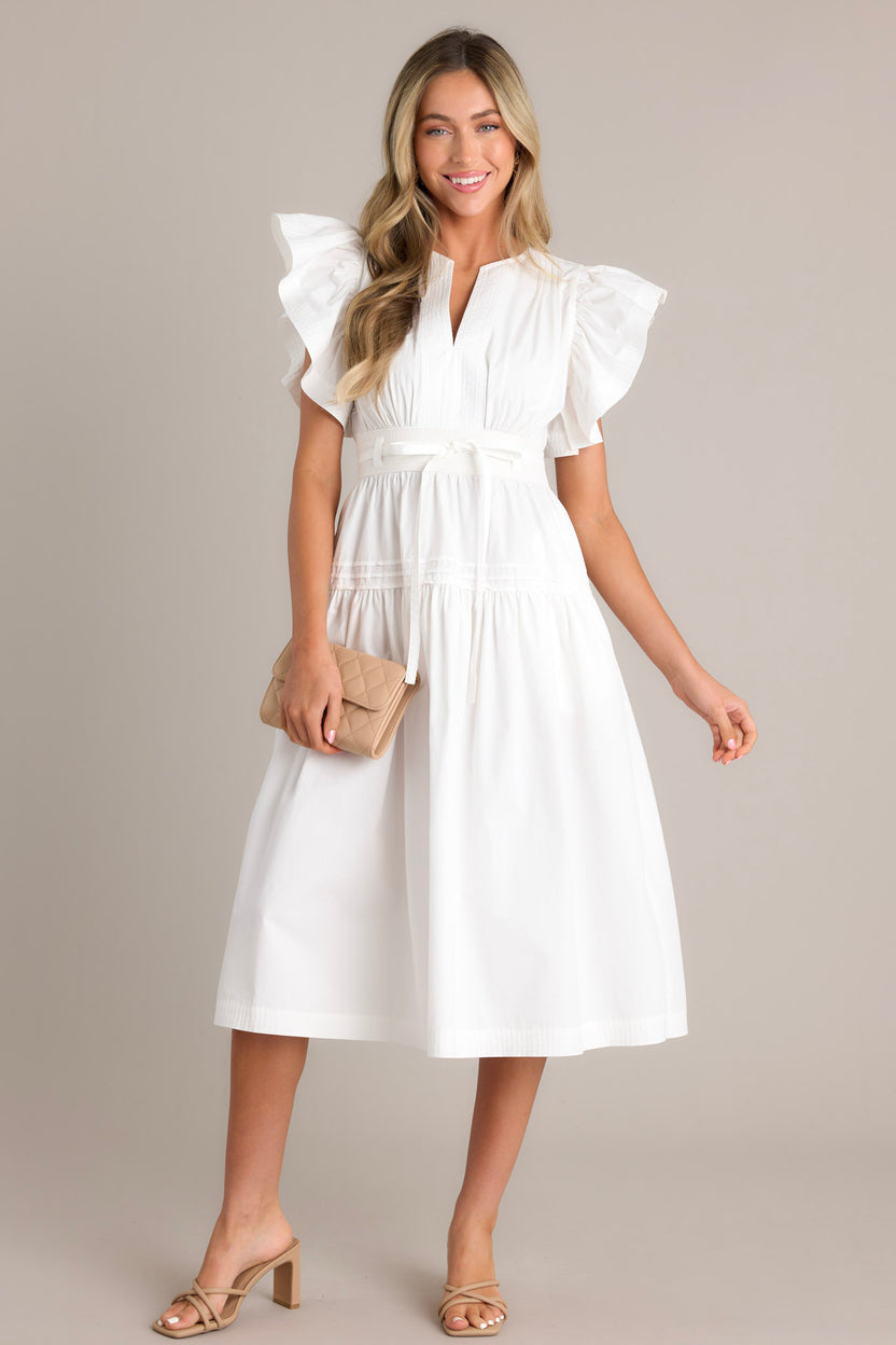 White 100% Cotton Midi Dress