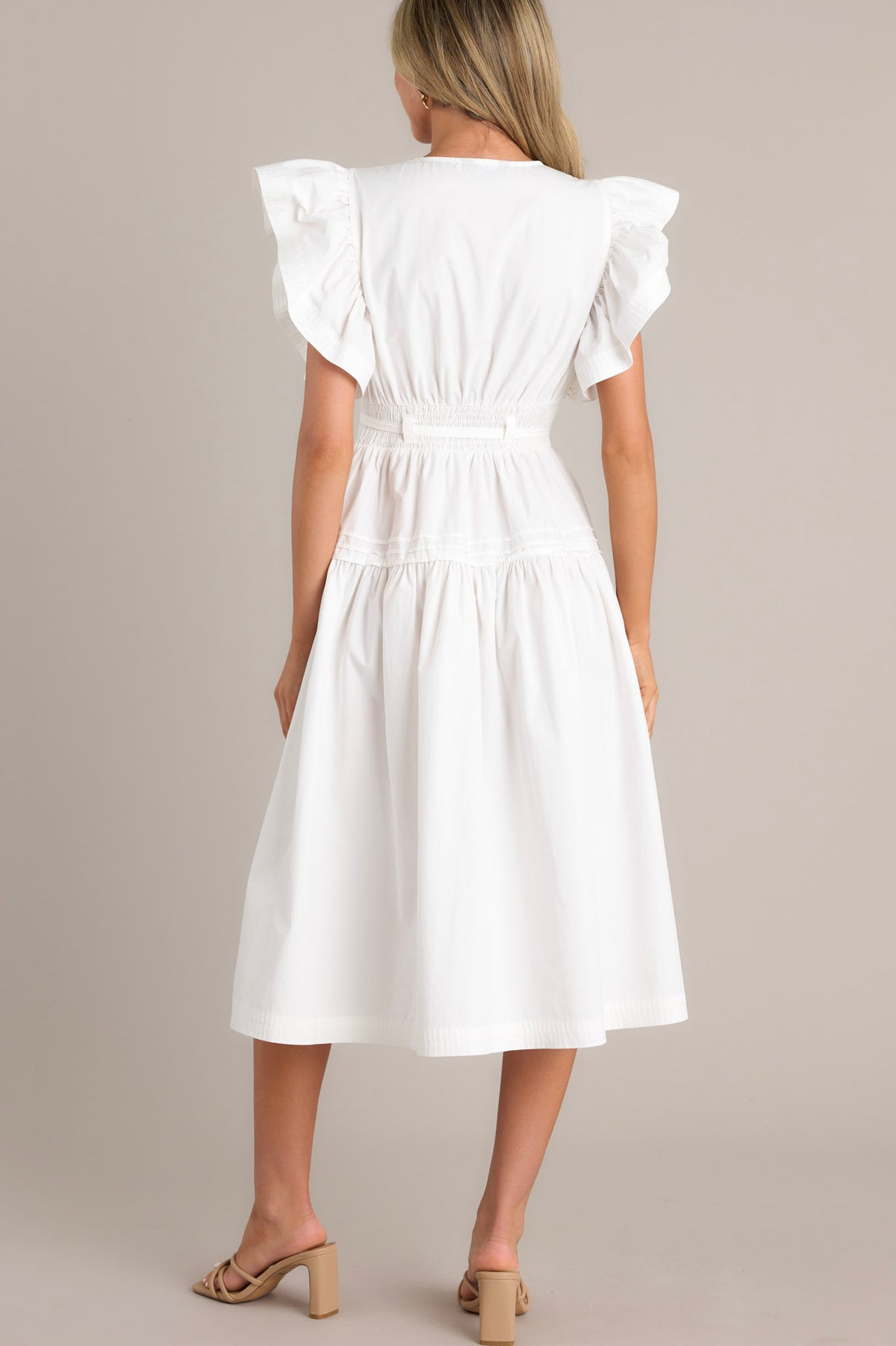 White 100% Cotton Midi Dress