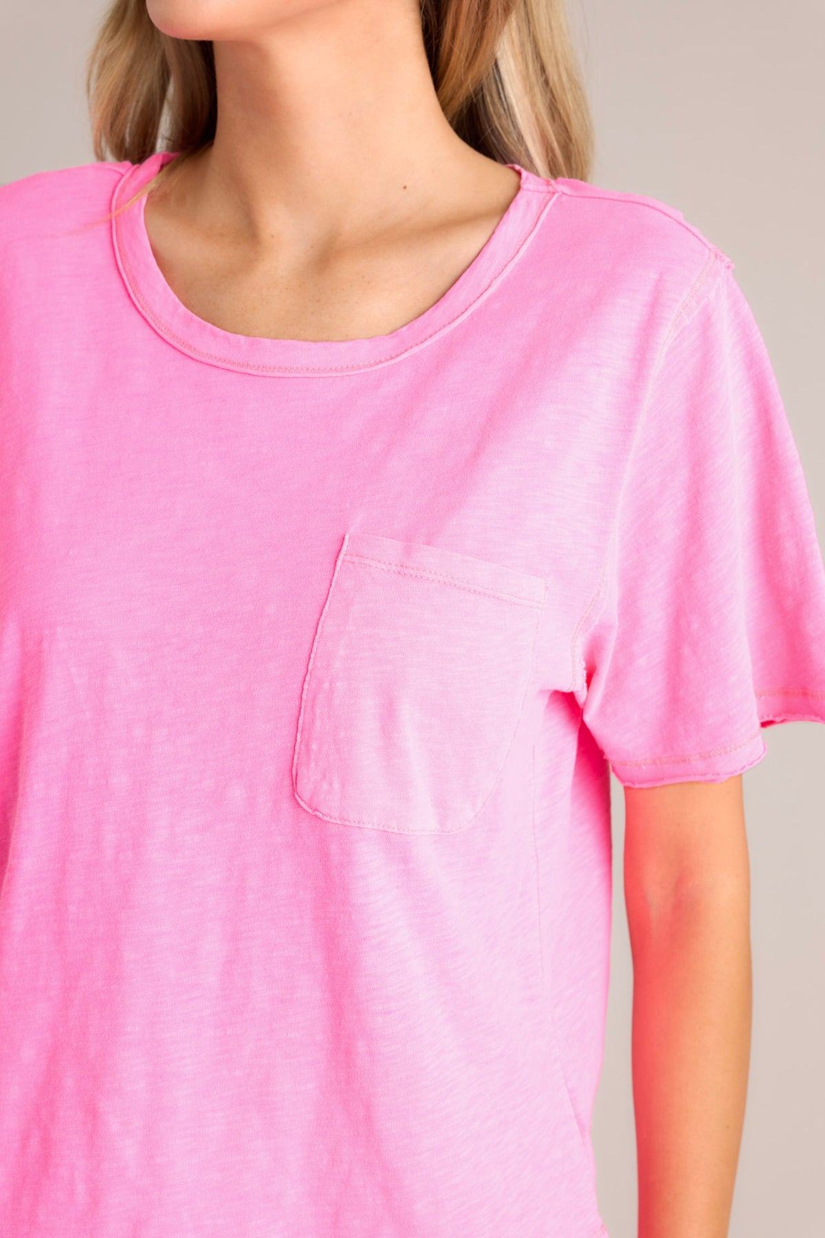 ZSupply Monterey Slub Tee In Neon Pink Red Dress