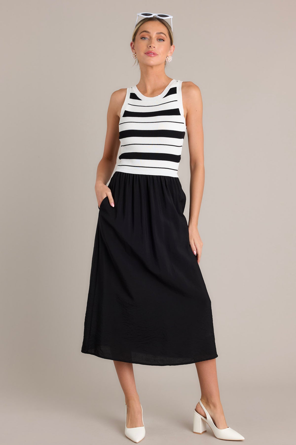 Black Stripe Midi Dress