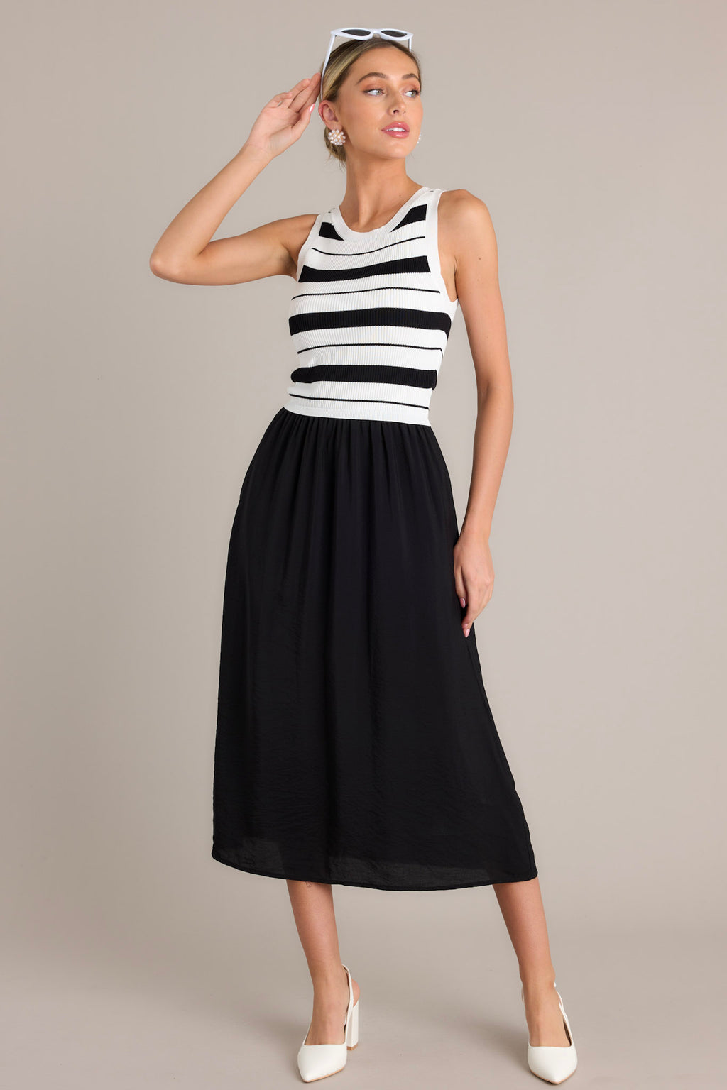 Black Stripe Midi Dress - All Dresses | Red Dress Black Stripe Midi Dress - All Dresses | Red Dress
