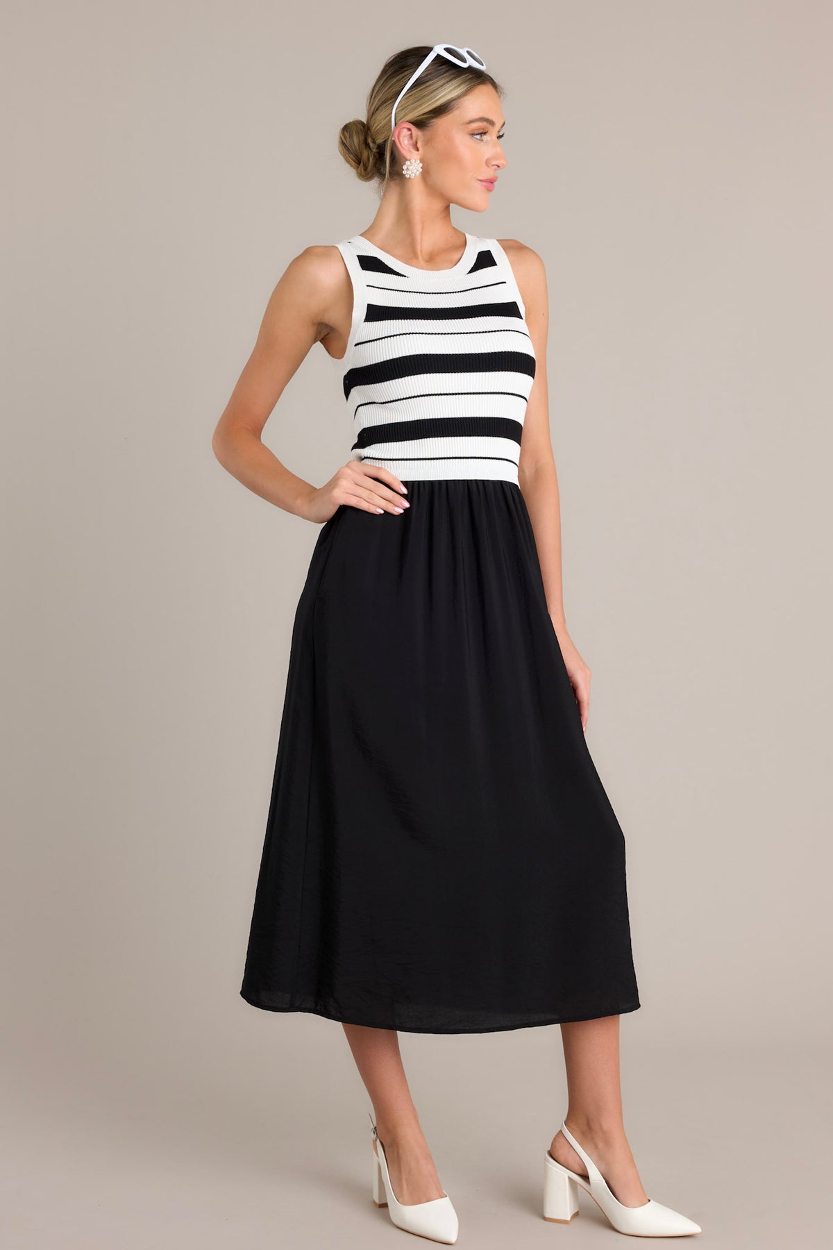 Black Stripe Midi Dress