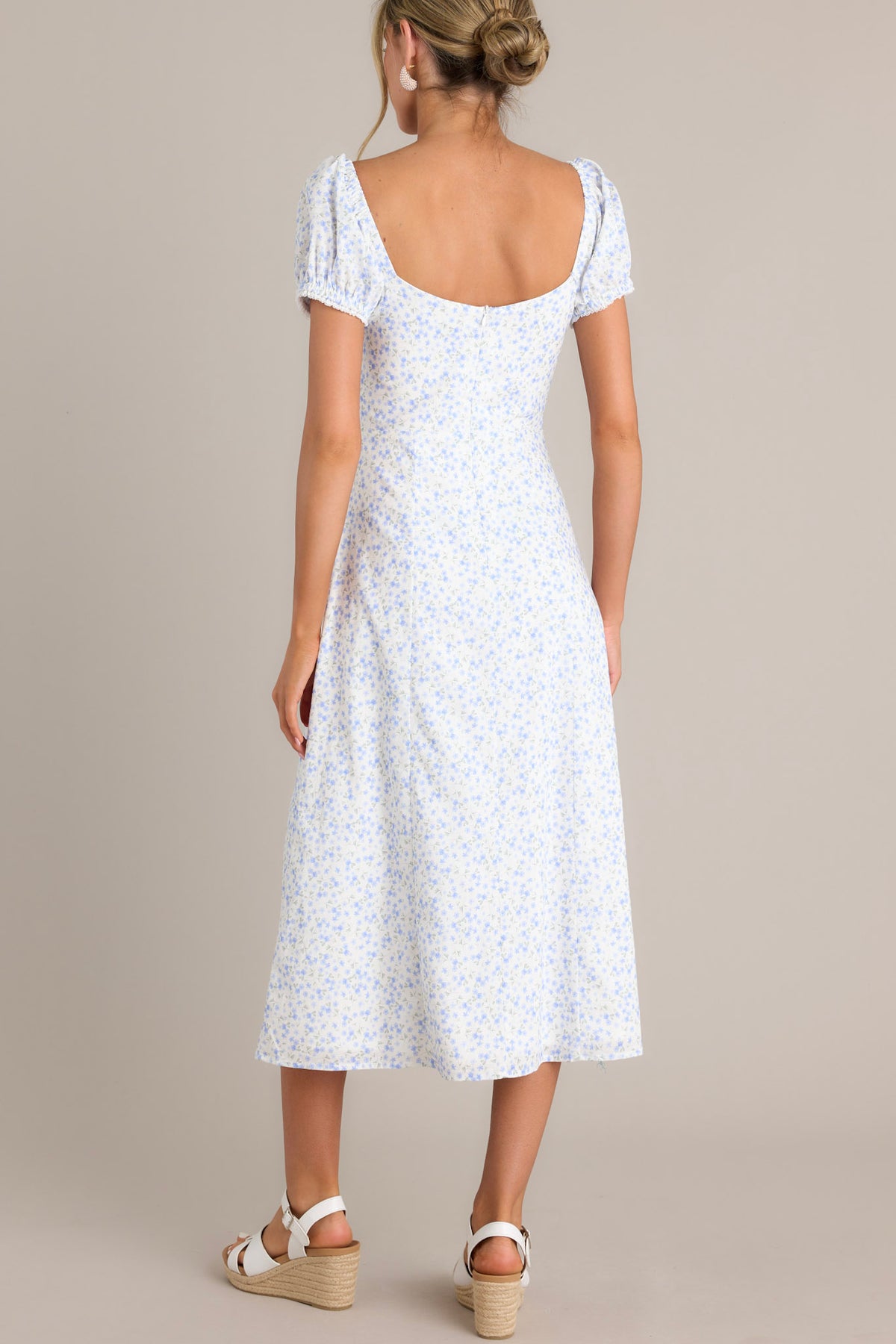 Blue Floral Midi Dress - All Dresses | Red Dress
