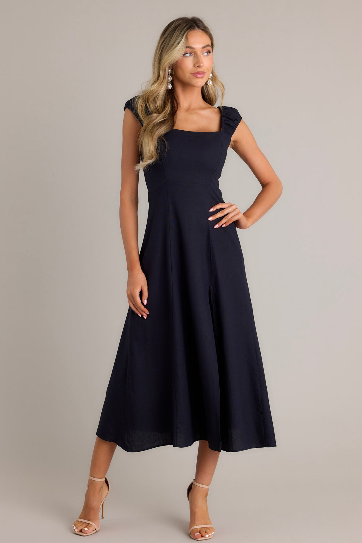 Picnic Navy Check Midi Dress