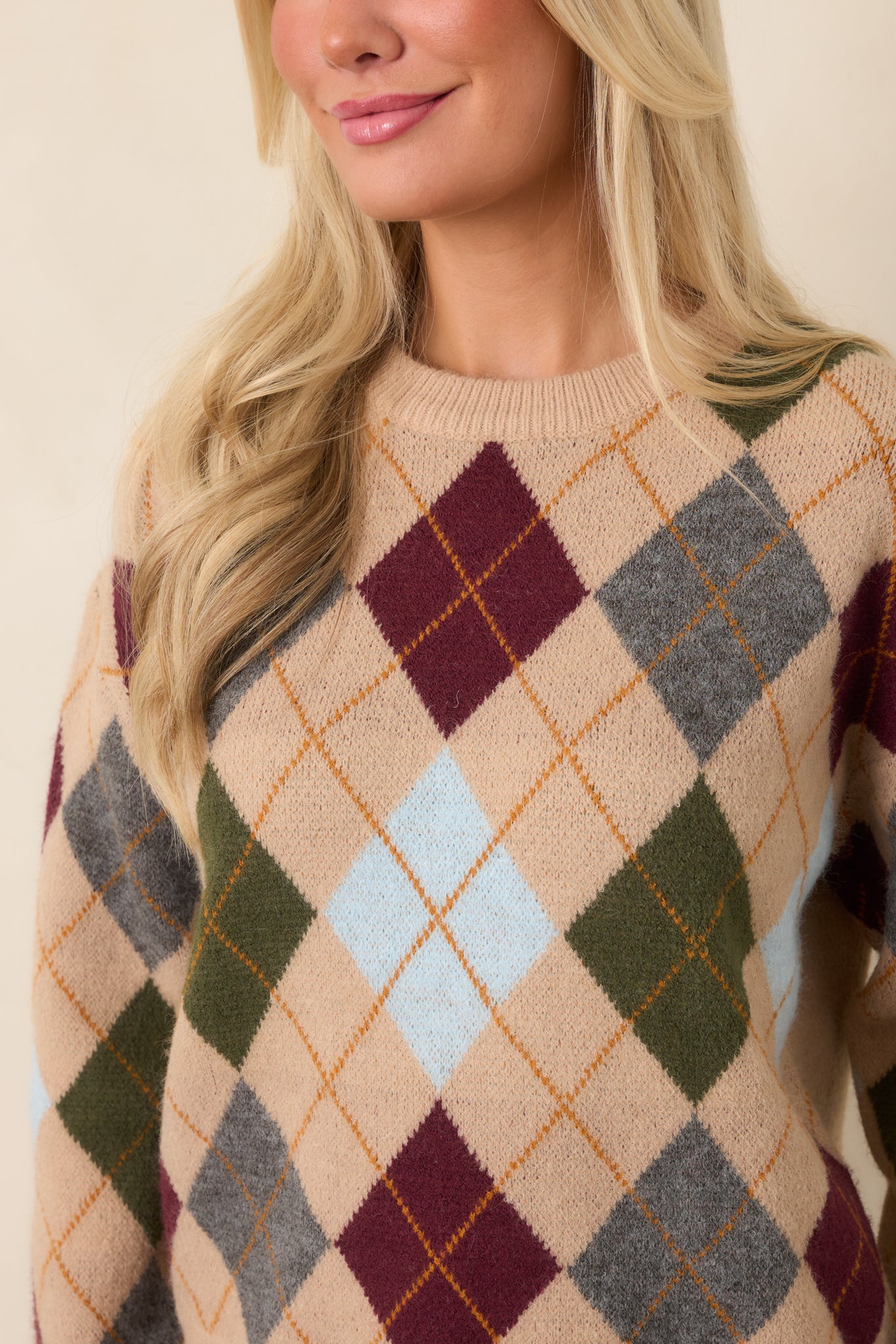Good Thinking Camel Multi Argyle Sweater